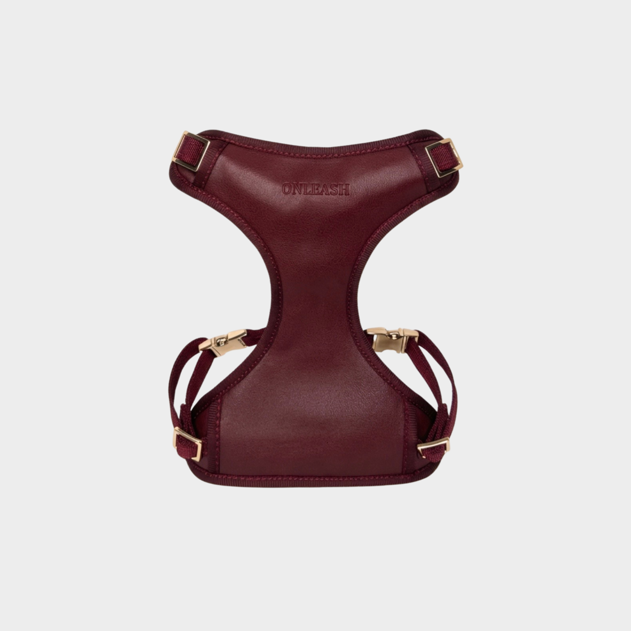 Arnés minimalista para perros de cuero sintético color burgundy ONLEASH