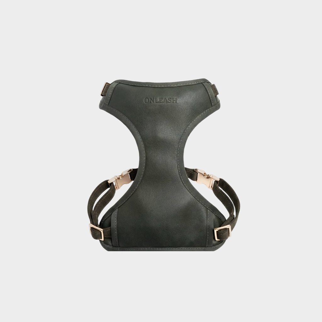 Arnés minimalista para perros de cuero sintético color verde ONLEASH