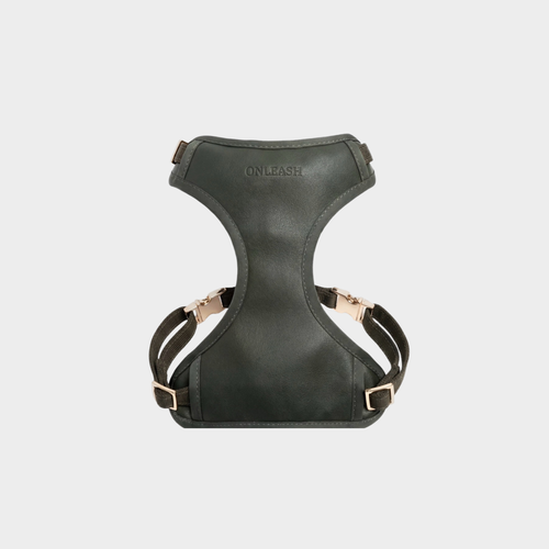 Arnés minimalista para perros de cuero sintético color verde ONLEASH